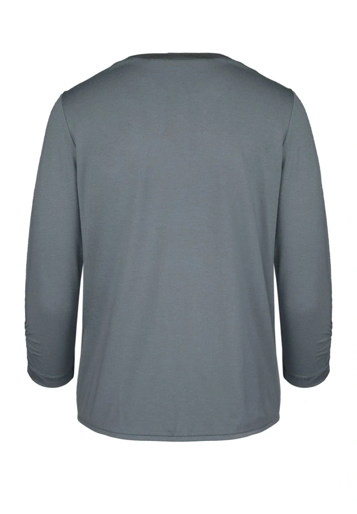 Bianca módní halenka s výstřihem do V a žebrovanými manžetami