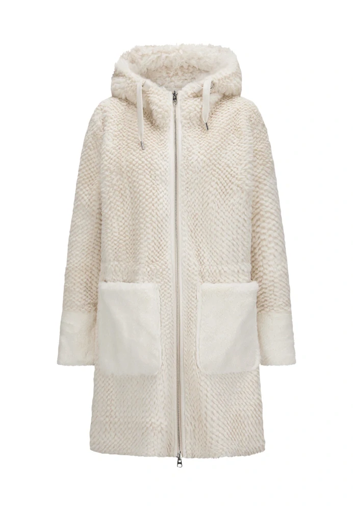 Milestone oboustranný kabát MSKim s kapucí z pletené umělé kožešiny