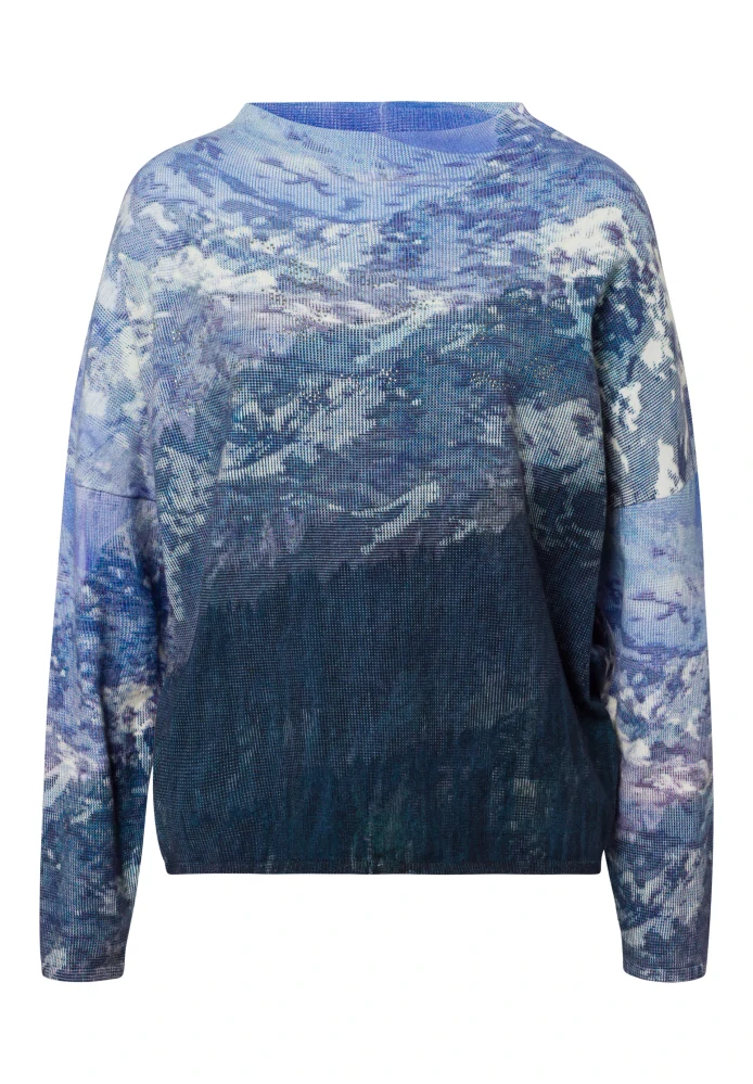 TUZZI dámský svetr s horským motivem – modrý