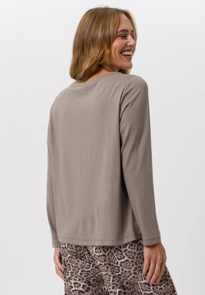 TUZZI elegantní halenka s lesklým efektem a ozdobnými kamínky