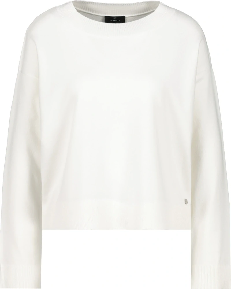 Monari bílý pletený svetr s kulatým výstřihem