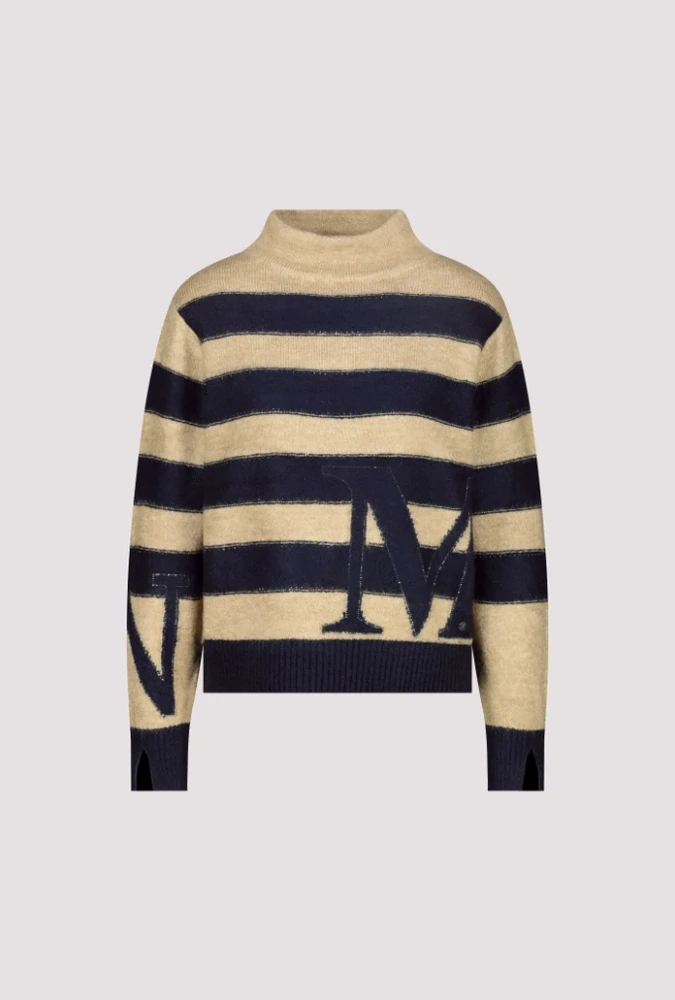 Monari elegantní svetr z rozevláté viskózy s pruhovaným vzorem