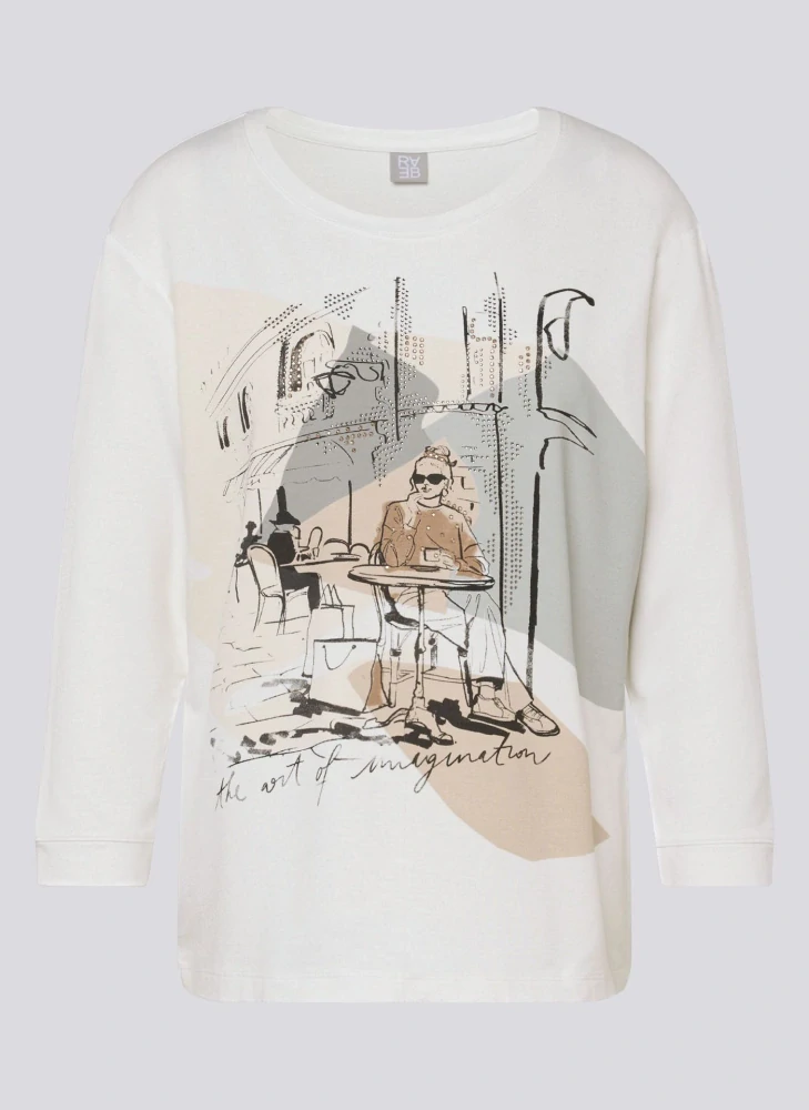 RABE tričko s motivem města a třpytivými kamínky