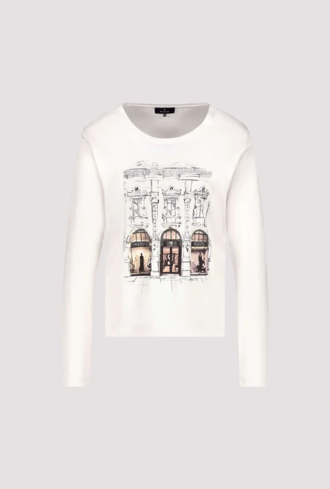 Monari bavlněné tričko s potiskem – krémové