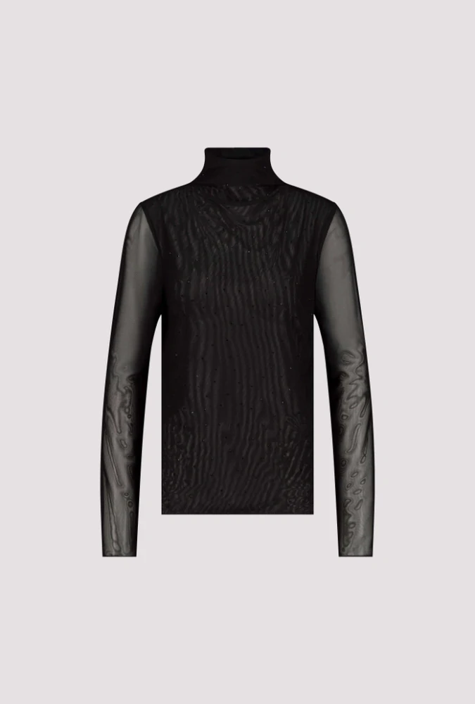 Monari černá halenka z jemného tylu s třpytivými detaily