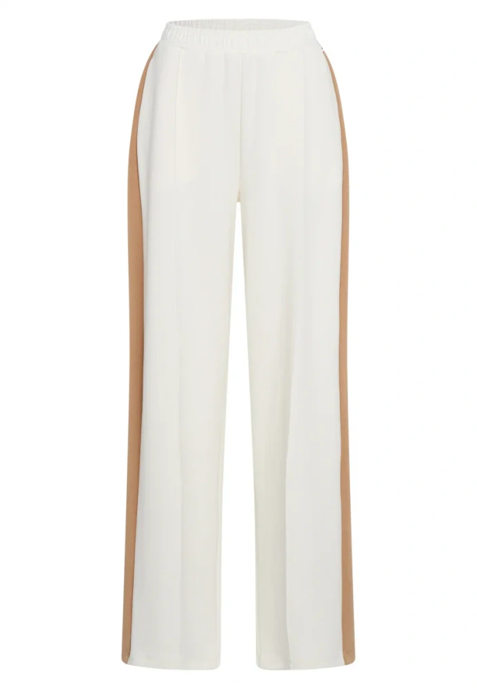 Marc Aurel krémové široké kalhoty s kontrastním bočním pruhem