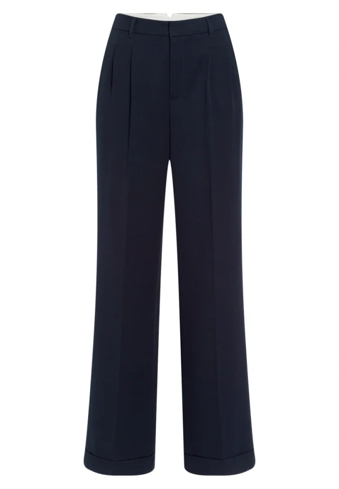 Marc Aurel tmavě modré elegantní kalhoty se širokou nohavicí