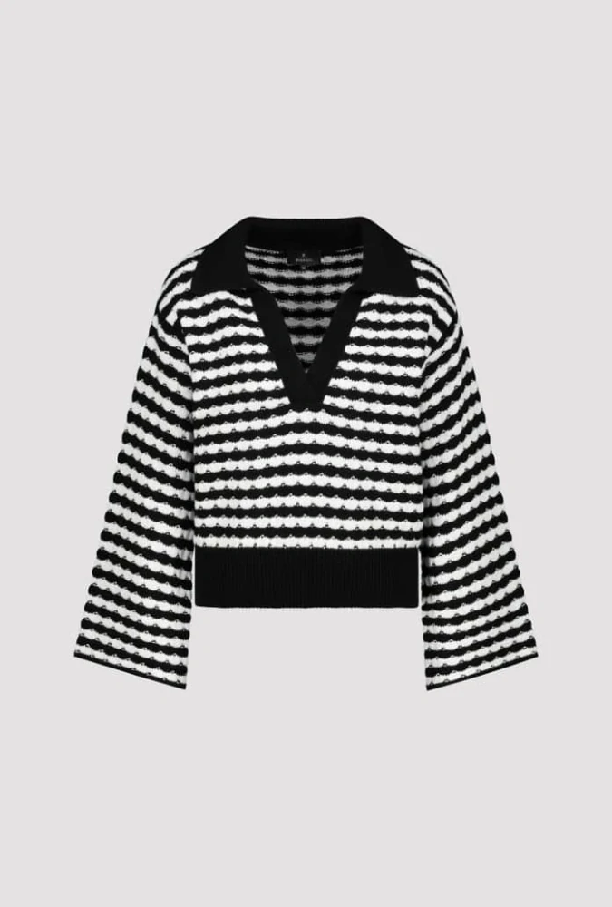 Monari polo svetr se strukturovanými pruhy