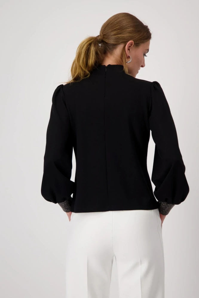 Monari dámská elegantní jednobarevná halenka s dlouhým rukávem černá