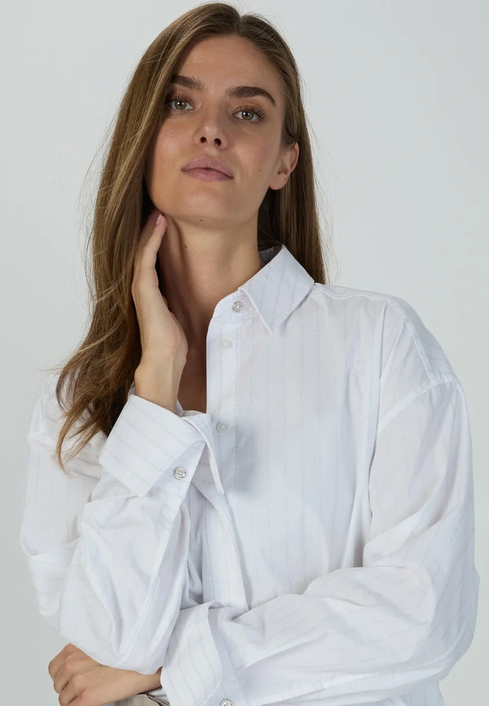 Marc Aurel bavlněná košile s lurexovými proužky