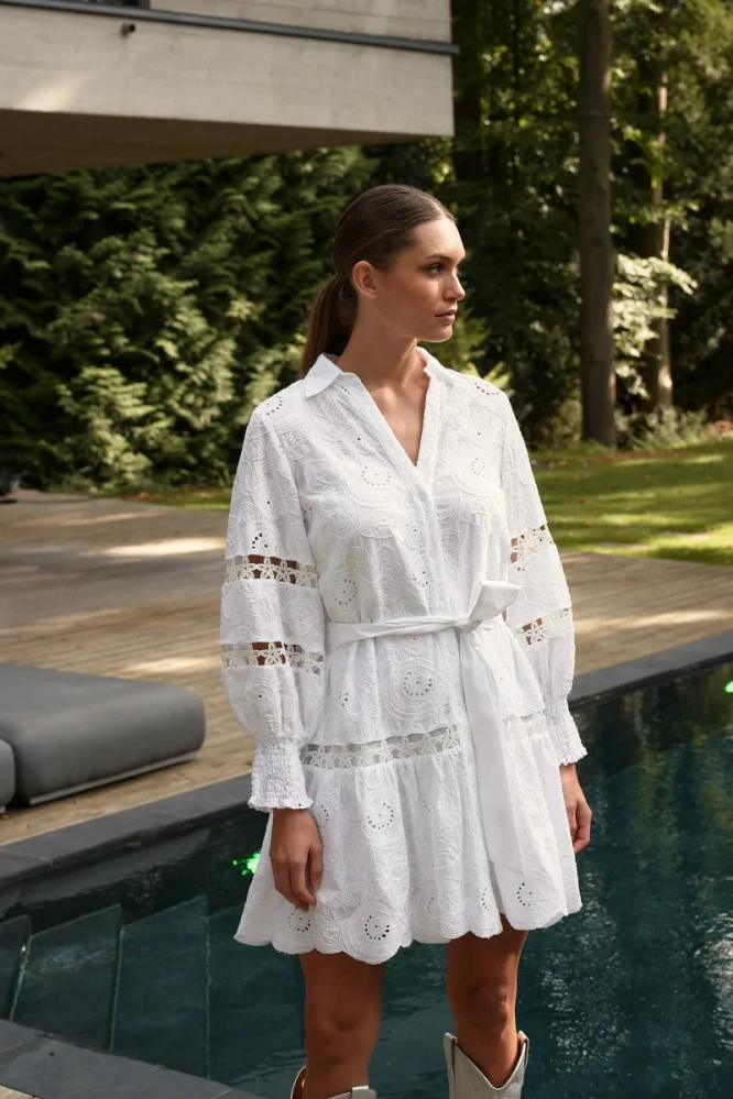 Marc Aurel vyšívané popelínové šaty volného střihu