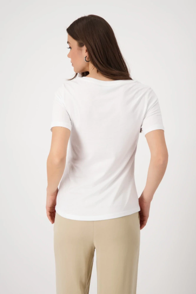 Monari tričko s béžovým abstraktním potiskem