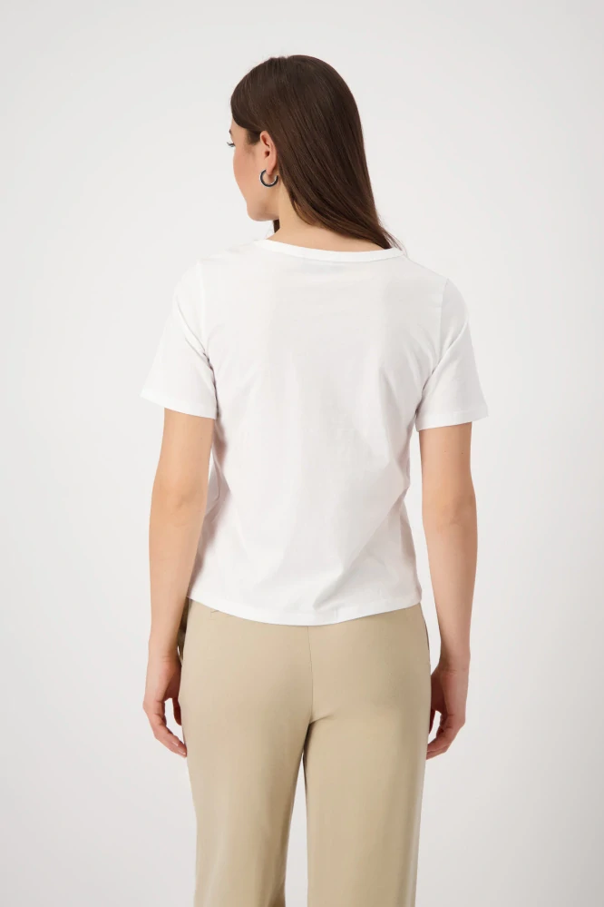 Monari stylové bílé tričko s béžovým potiskem