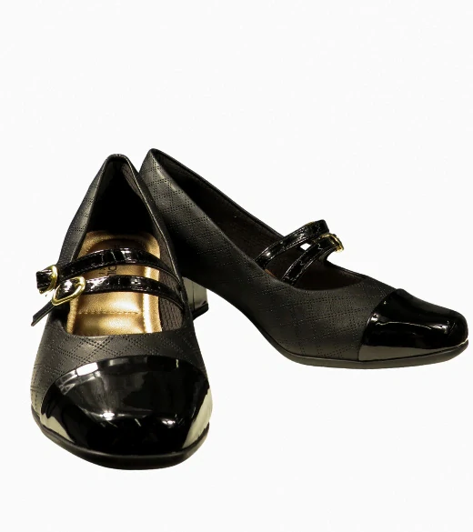 Piccadilly stylové dámské lodičky s dvojitým páskem a zlatými přezkami