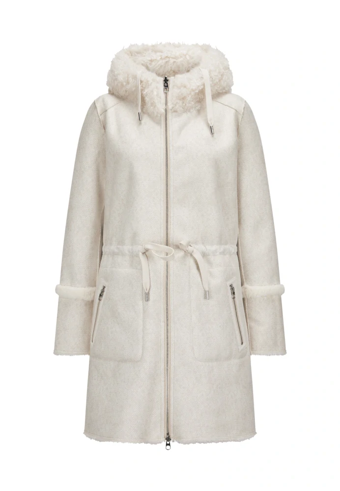 Milestone oboustranný kabát MSKim s kapucí z pletené umělé kožešiny