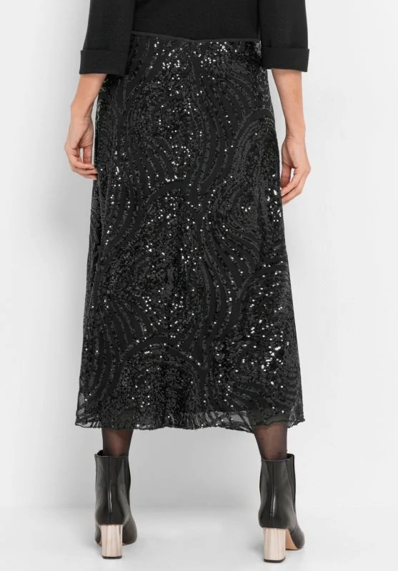 Bianca černá sukně s flitrovým vzorem