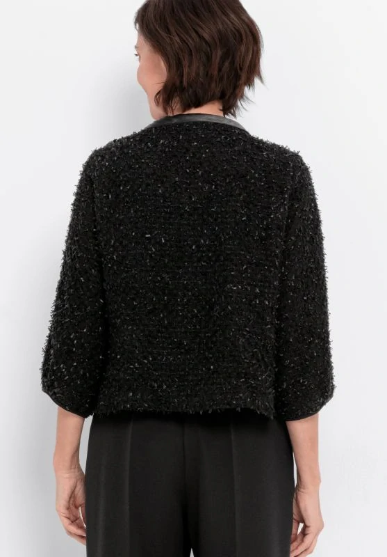 Bianca krátké černé sako s jemným třpytivým efektem