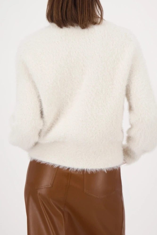 Monari svetr na zip – krémový