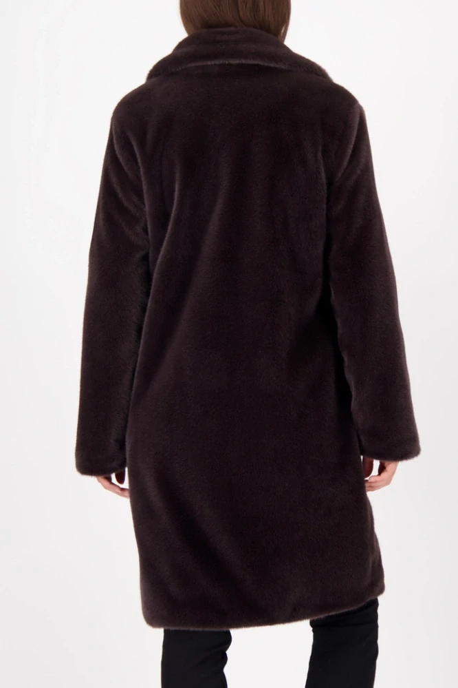 Monari hnědý kabát z umělé kožešiny