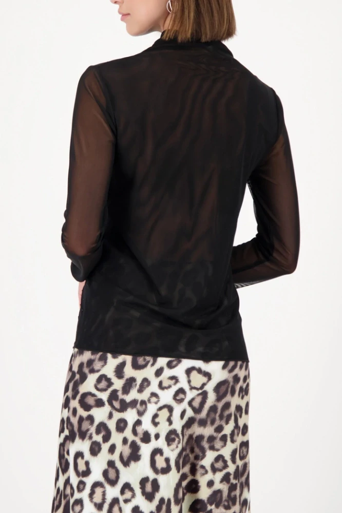 Monari černá halenka z jemného tylu s třpytivými detaily