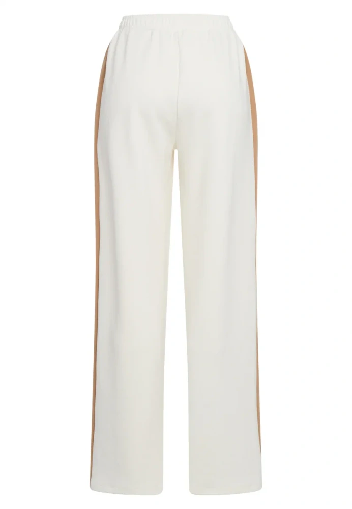 Marc Aurel krémové široké kalhoty s kontrastním bočním pruhem