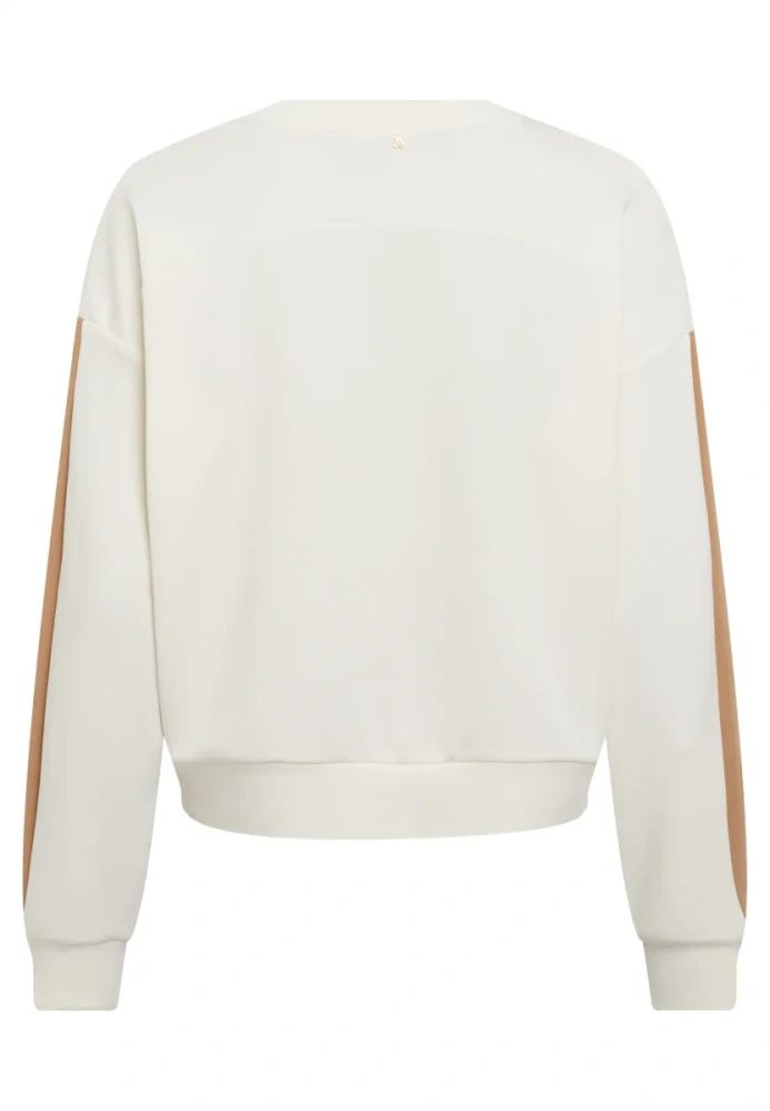 Marc Aurel krémová mikina s kontrastním pruhem na rukávu