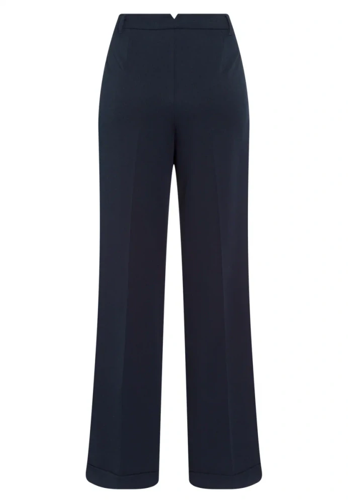 Marc Aurel tmavě modré elegantní kalhoty se širokou nohavicí
