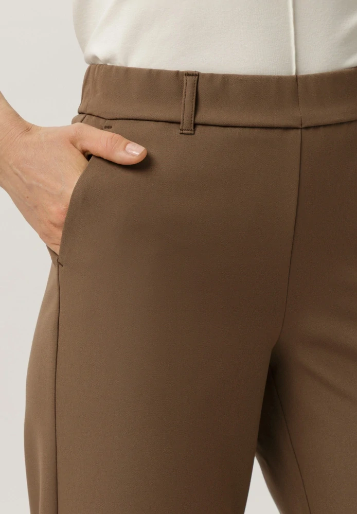 Frank Walder elegantní dámské kalhoty s rovnou nohavicí – hnědé