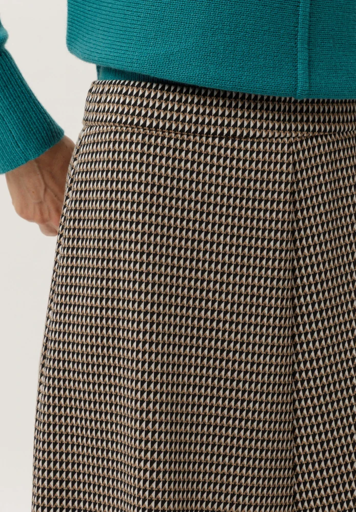 Frank Walder vzorovaná dámská sukně áčkového střihu – hnědo-černá