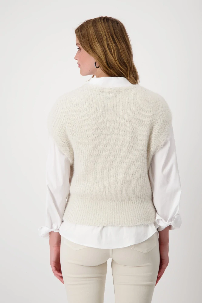 Monari dámská pletená vesta v jemném krémovém odstínu