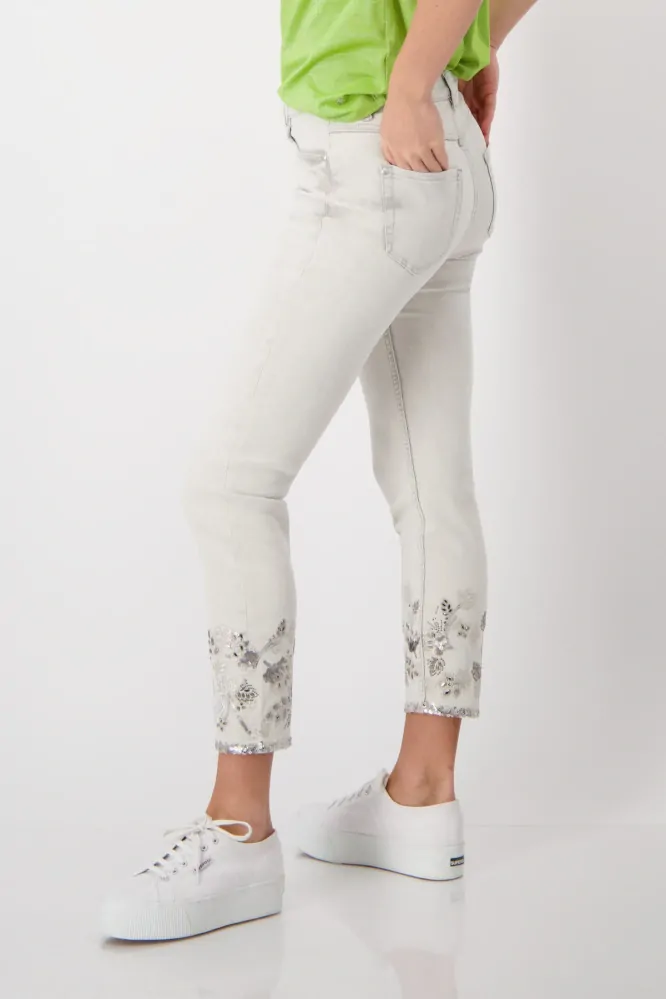 Džíny s květinovou výšivkou Monari