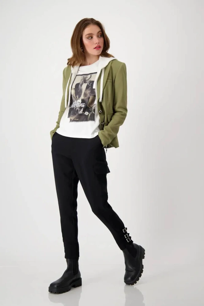 Monari elegantní tričko s 3/4 rukávy a potiskem bílý