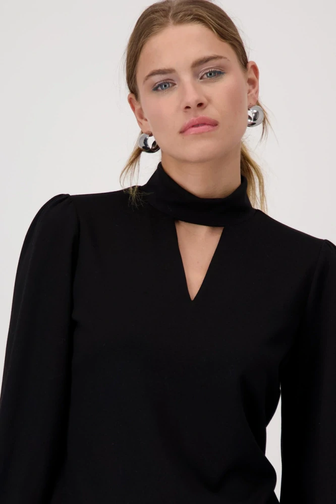 Monari dámská elegantní jednobarevná halenka s dlouhým rukávem černá