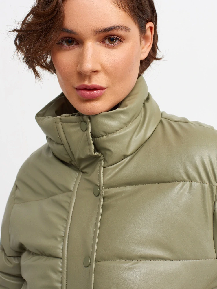 Koženková bunda khaki