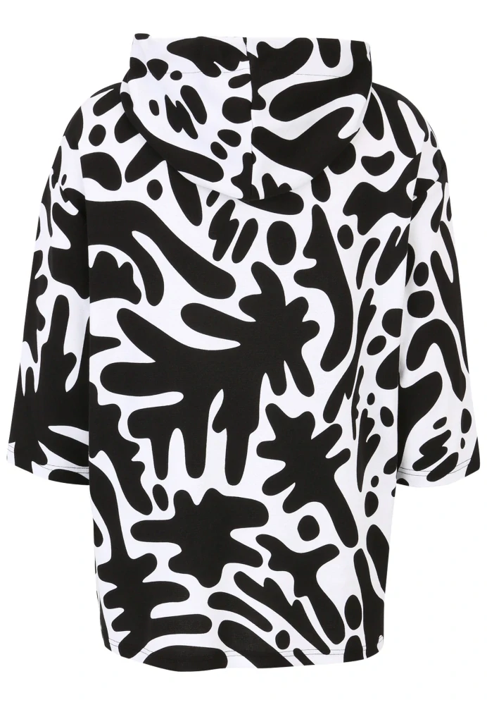 Doris Streich černo-bílá mikina s abstraktním vzorem a kapucí