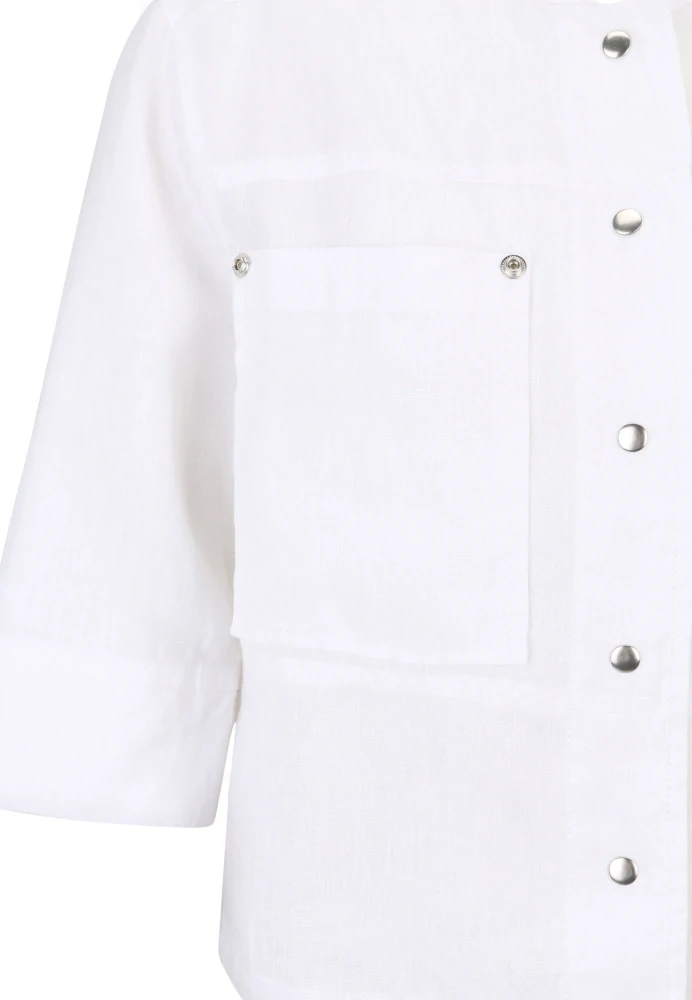 Doris Streich bílá lněná bunda s minimalistickým designem