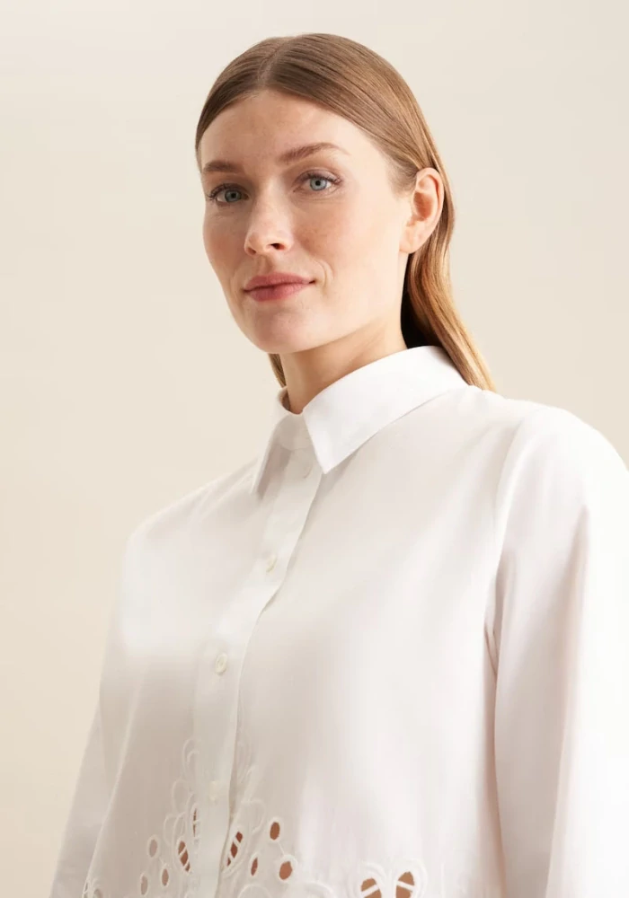 Seidensticker elegantní bílá košile s výšivkou