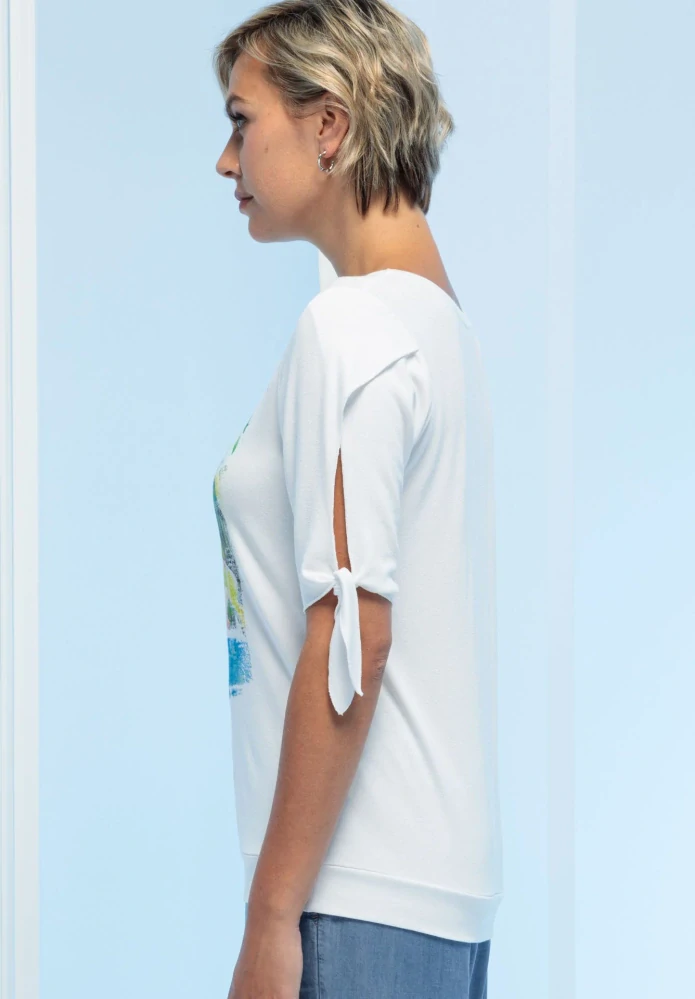 Bianca stylové tričko s potiskem a kulatým výstřihem