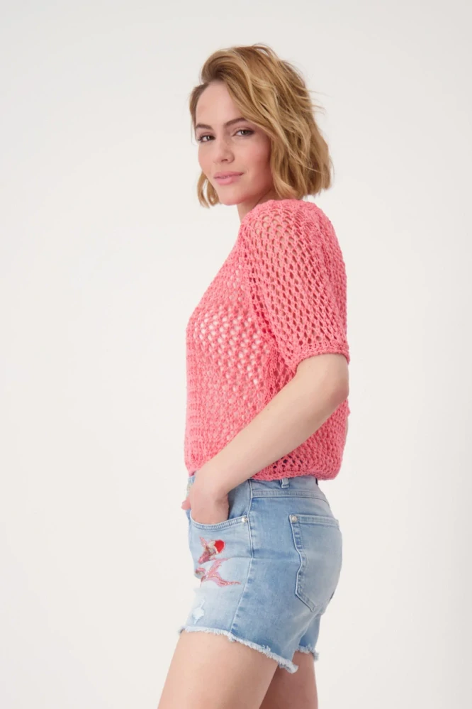 Monari svetr s krátkým rukávem a lodičkovým výstřihem