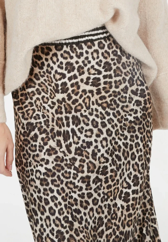Marc Aurel midi sukně s leopardím potiskem a pruhy