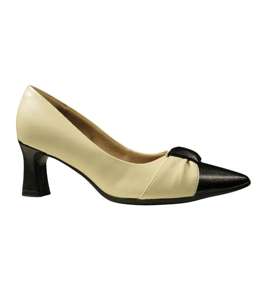 Piccadilly elegantní dámské lodičky v béžovo-černé kombinaci 