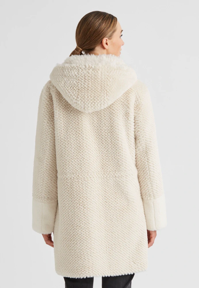 Milestone oboustranný kabát MSKim s kapucí z pletené umělé kožešiny
