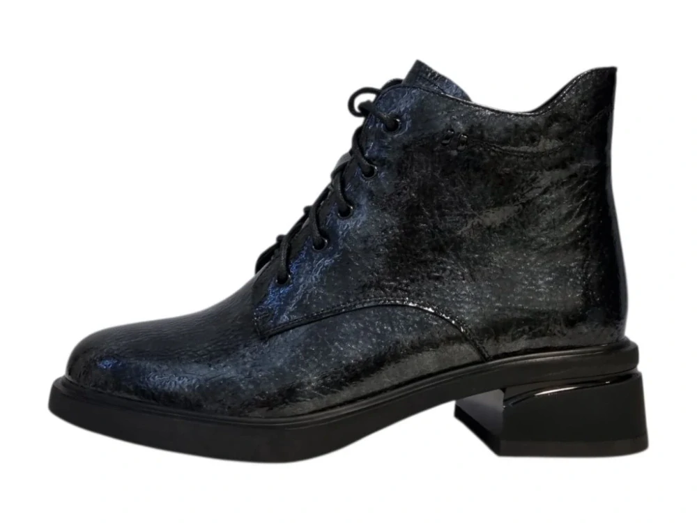 Urban Ladies stylové modré kotníkové boty s jemným metalickým leskem