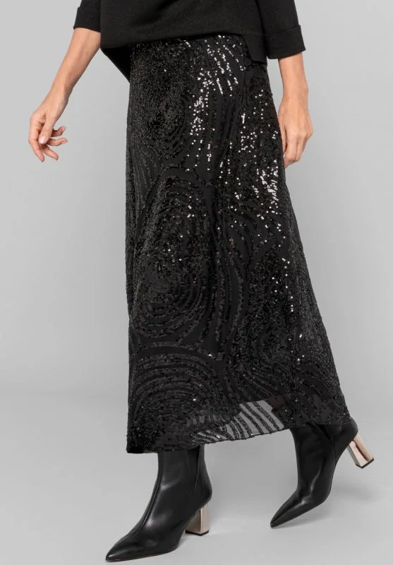 Bianca černá sukně s flitrovým vzorem