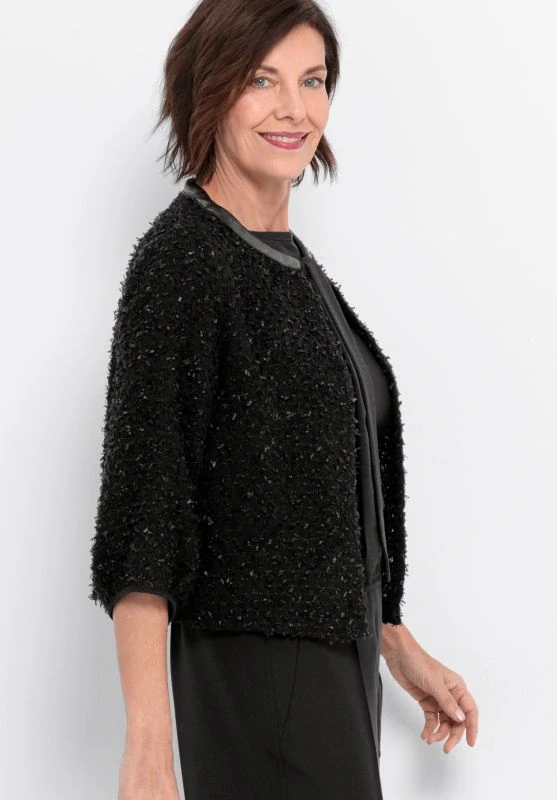 Bianca krátké černé sako s jemným třpytivým efektem