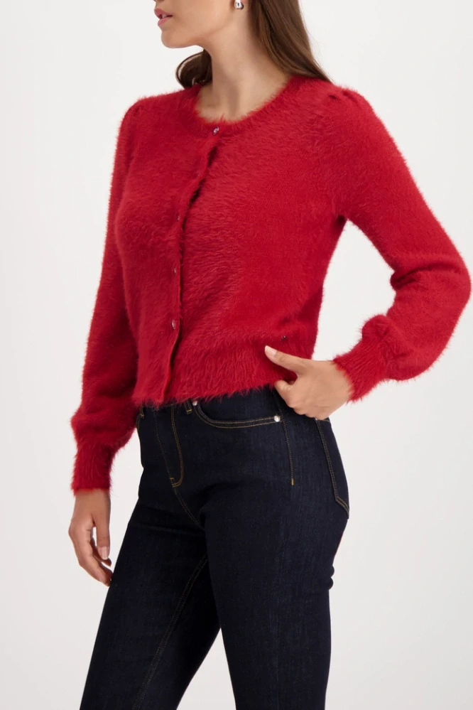 Monari kardigan na knoflíky – červený