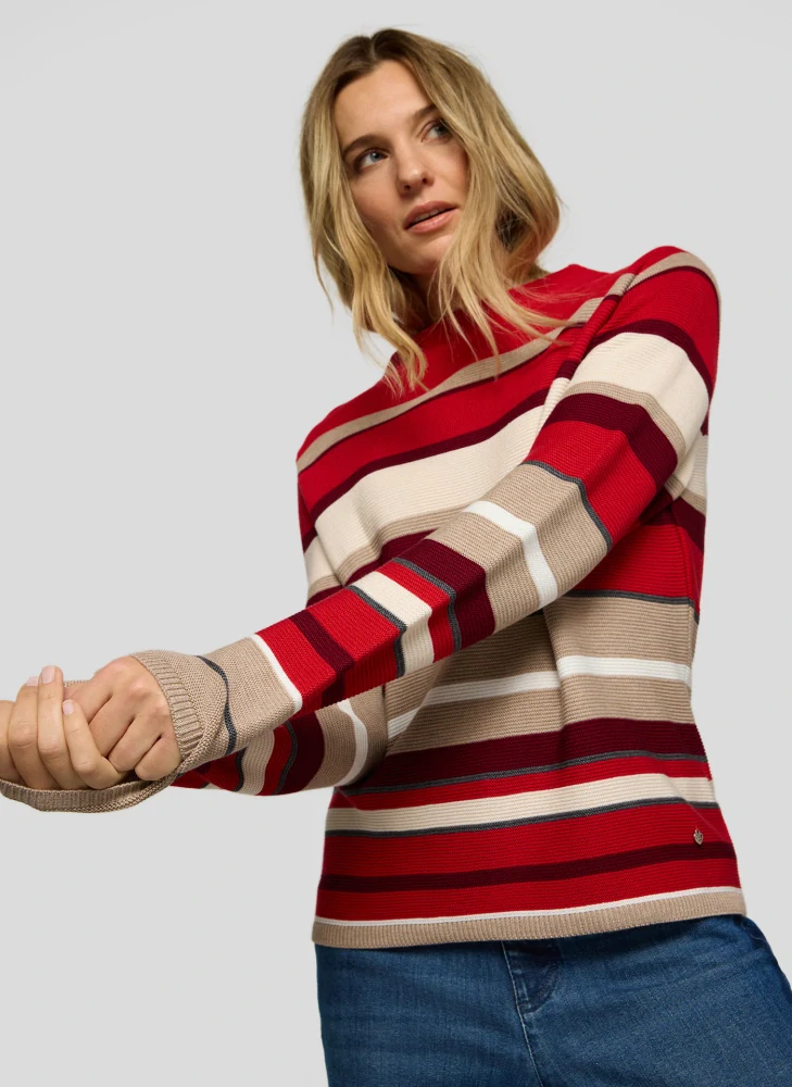 RABE pruhovaný svetr v červených a béžových tónech