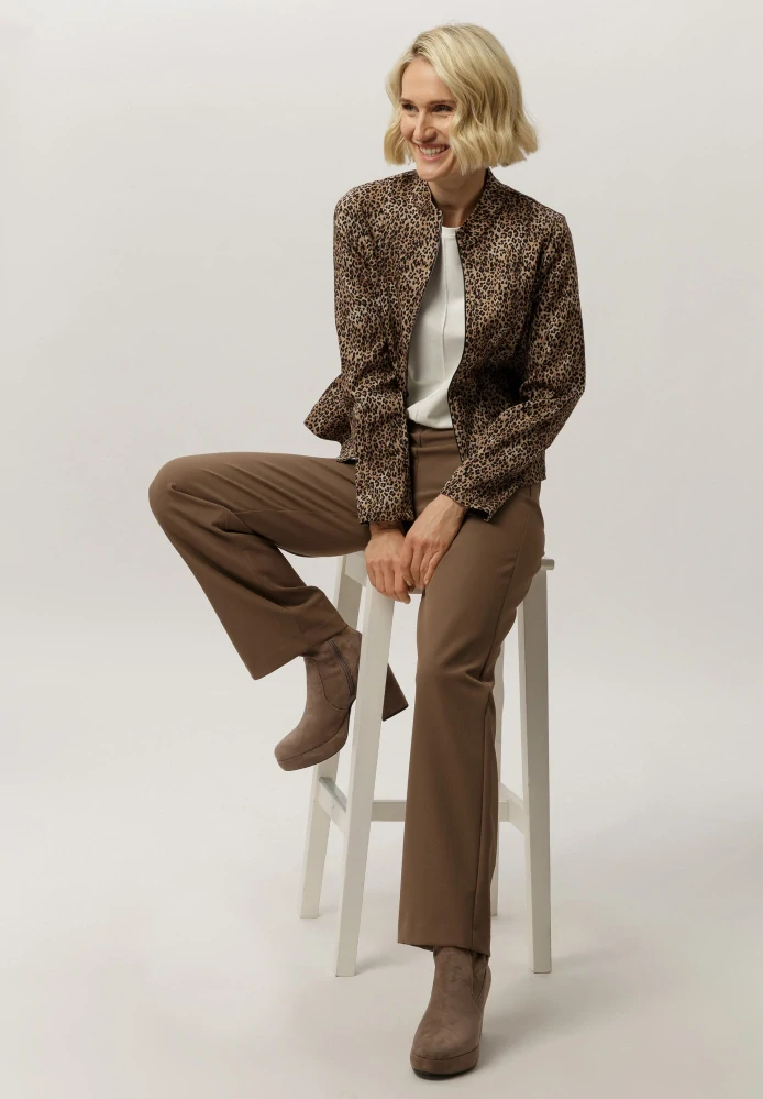 Frank Walder elegantní dámské kalhoty s rovnou nohavicí – hnědé