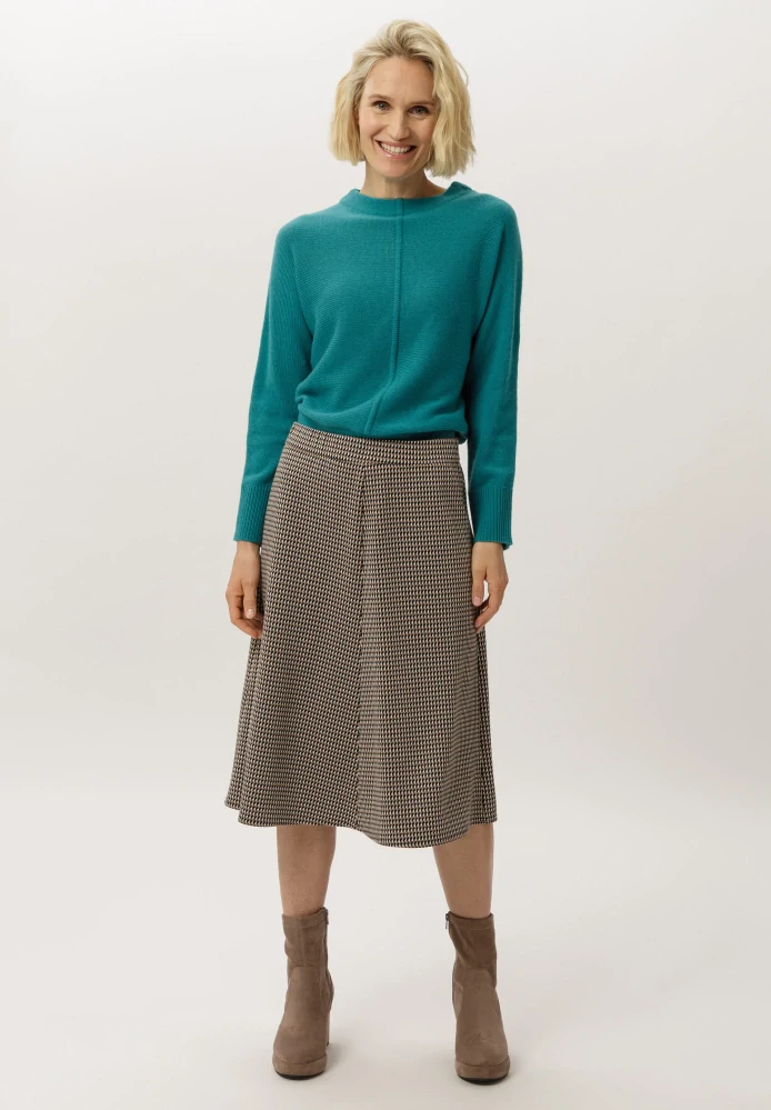 Frank Walder vzorovaná dámská sukně áčkového střihu – hnědo-černá