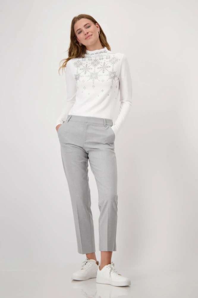 Monari dámské jednobarevné jednoduché a ležérní kalhoty šedé